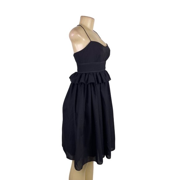 J.Crew Womens Black Wool-Blend Ruffled Halter Midi Dress  Elegant & Lined Size 4 - Picture 2 of 8